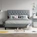 Queen size Linen Upholstered Platform Bed with Button-Tufted Headboard