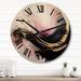 Designart "Abstract Gold Wave Pink And Black I" Abstract Oversized Wood Wall Clock