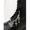 1-teilige Punk-Schuhe, verziert mit Kette, Metall, Retro-Silberschädel, Persönlichkeitsbrett, Schuhe im Barockstil, Stiefel, Schuhzubehör