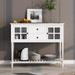 Farmhouse Wood/Glass Buffet Console Table Storage Cabinet with Bottom Shelf