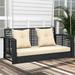 Wildon Home® Bidal 2 Person Porch Swing Wicker/Rattan in Black | 20.5 H x 21.7 W x 48.4 D in | Wayfair 892B065588C94684831EC48638768511