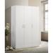 Ebern Designs Pilirani 46" White 3-Door Manufactured Armoire, Wardrobe w/ Storage Shelves & Hanging Rod in Brown/Gray | Wayfair