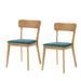 Dining Chair Set Of 2, Solid Rubberwood Foam Upholstery Cushion Seat Wooden Ladder Back Side Chairs