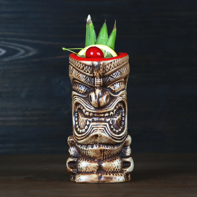 400ml Tiki Becher Cocktail Tasse Bier Wein Becher Keramik Tiki Becher Kunst Handwerk Kreative Hawaii Tassen Image