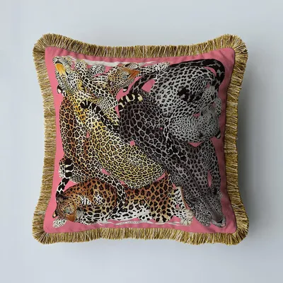 Croker Horse 45x45cm Kissen bezüge-Leoparden muster mit Quasten Couch Sofa Kissen bezug für Image