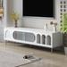 White TV Stand for 70" TV, Media Entertainment Center TV Console Table with 3 Shelves and 2 Cabinets, TV Console Cabinet