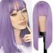 Kokovifyves Wigs for Women Clearance Purple Straight Short Hair Bob Wig with Bangs Synthetic Cosplay Daily Party Wig for Women