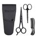 BlueZOO Beard Mustache Scissors and Comb Kit with PU Storage Bag Rounded Safety Nose Hair Scissor for Men and Women Care Grooming Ear Trimming Tool Shears for Personal Grooming Cutting & Styling