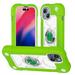 for iPhone 15 Plus Case with Ring Stand Heavy Duty Military Grade Rugged Shockproof Silicone Rubber Magnetic Kickstand Holder Case for Women Girls For iPhone 15 Plus Green+White