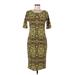 Lularoe Casual Dress - Sheath Scoop Neck 3/4 sleeves: Yellow Dresses - Women's Size Medium