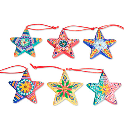 Christmas Star,'Artisan Crafted Ceramic Christmas Ornaments (Set of 6)'