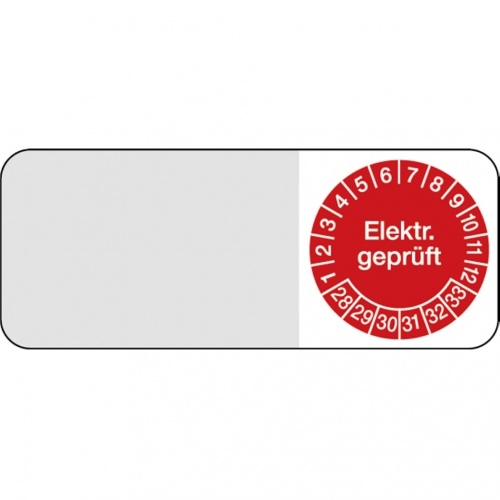 Dreifke® Kabelprüfplakette Elektr. geprüft für 28 rot/weiß - 50x20 mm Folie selbstklebend, 5 St Image