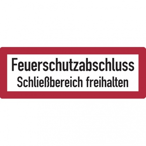 Dreifke® Aufkleber | Feuerwehrschild, Feuerschutzabschluss Schließberei - 297x105 mm Folie selbstklebend Image