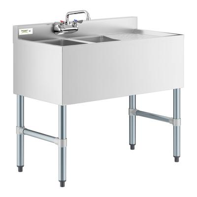 Regency 2 Bowl Underbar Sink with Faucet and Right Drainboard - 36" x 18 3/4"