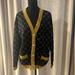 Gucci Sweaters | Gucci Intarsia Navy Blue Cardigan, Gold Metallic Logo, Thread, And Trim | Color: Blue/Gold | Size: M