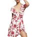 Free People Dresses | Free People Dress French Quarter Ivory Pink Floral Size Small Wrap Mini | Color: Pink/White | Size: S