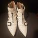 Nine West Shoes | 2/$30 9 West Carillo White Leather Bootie With Cutouts Size 9.5 | Color: White | Size: 9.5