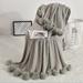 Urban Outfitters Bedding | Light Grey Pompom Fringe Chic Cozy Soft Throw Blanket/Cover For Dorm/Living Room | Color: Gray | Size: Os