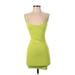 Zara Cocktail Dress - Bodycon Plunge Sleeveless: Green Solid Dresses - Women's Size Small