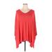 Laurie Felt Poncho: Red Solid Sweaters & Sweatshirts - Women's Size 2X