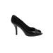 Stuart Weitzman Heels: Slip-on Stilleto Cocktail Black Solid Shoes - Women's Size 8 1/2 - Peep Toe