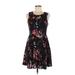 Express Casual Dress - Mini Crew Neck Sleeveless: Black Print Dresses - Women's Size 6