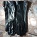 Nine West Accessories | Nine West Vintage Leather Black Gloves Extended Bottom Silver Logo Size Large | Color: Black/Tan | Size: Os