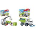 PLAYMOBIL City Action 71431 Altglas-LKW mit Container, Stadtreinigung & City Action 71432 Kehrmaschine, Stadtreinigung, drehbare Kehrbürsten, Spielzeug für Kinder ab 4 Jahren