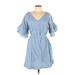 Universal Thread Casual Dress - Wrap: Blue Dresses - Women's Size Large