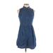 Levi's Casual Dress - A-Line High Neck Sleeveless: Blue Solid Dresses - Women's Size X-Small