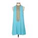 Lilly Pulitzer Cocktail Dress - Mini High Neck Sleeveless: Teal Solid Dresses - Women's Size 2