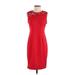 db established 1962 Casual Dress - Sheath Crew Neck Sleeveless: Red Print Dresses - Women's Size 4 Petite