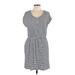 H&M Casual Dress Scoop Neck Short sleeves: Gray Stripes Dresses - Women's Size Large