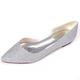 PuPLUM Flats Shoes Women, Flats for Women Dressy Comfortable, Womens Flats, Pointed Toe Dressy Flats for Women, Ballet Flats Shoes for Wedding Work Size 5 6 7 8 8.5 9 10 11 Silver