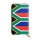 QmeNa South Africa Flag Leather Long Clutch Wallet with Zipper for Dating Travel Shopping Valentine's Day Gift