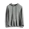 SAWEEZ Mens Cashmere Hooded Sweater, Loose Soft Knitted Woolen Hoodies Fine Knit Long Sleeve Comfy Warm Lambswool Jumpers Pullover Lazy Casual Knitwear Sweater Top,Dark Grey,Xl