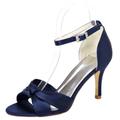 Heels for Women Open Toe - Ankle Strap Kitten Heels Low Heels Dress Shoes for Women 2.36 Inch Buckle Wedding Heels for Prom Party Bridal Pump Shoes Dark Blue