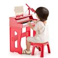 Maxmass 37 Keys Kids Piano and Stool, Children Electronic Keyboard with Adjustable Microphone and Music Stand, Toddler Music Piano Keyboard for 3+ Boys Girls (Red)