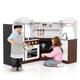 Maxmass Kids Corner Kitchen, Wooden Children Play Kitchen with Light & Sound, Ice Dispenser, Accessory Utensils, Toddler Role Play Cooking Playset for Girls Boys (without Telephone & Range Hood)