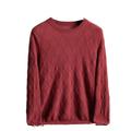 SAWEEZ Mens Crew Neck Jumper, Loose Soft Argyle Knitted Woolen Sweater Fine Knit Long Sleeve Comfy Warm Cashmere Jumpers Knitted Pullover Lazy Casual Knitwear Sweater Top,Dark Red,Xs