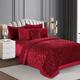 Prime Linens Luxury 3 Piece Quilted Plush Velvet Bedspread Bedding Set Ultra Soft Crushed Velvet Bedspread Comforter Bed Throw with 2 Pillow Cases (Burgundy, King)