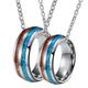 Gualiy His and Hers Tungsten Steel Necklaces, Couple Necklace Set 8mm Silver Ring Inlay Wood and Opal Necklaces Women P 1/2 + Men X 1/2