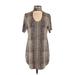 L&B Casual Dress - Shift Mock Short sleeves: Tan Snake Print Dresses - Women's Size Small