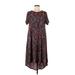 Lularoe Casual Dress - A-Line Crew Neck Short sleeves: Burgundy Dresses - Women's Size Medium