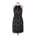 Eliza J Cocktail Dress - Party Halter Sleeveless: Black Print Dresses - Women's Size 12