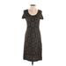 Peruvian Connection Casual Dress - Party Scoop Neck Short sleeves: Brown Dresses - Women's Size Small