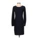 Alice + Olivia Casual Dress - Sheath Crew Neck Long sleeves: Blue Solid Dresses - Women's Size 0