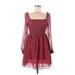 Avec Les Filles Casual Dress - A-Line Square Long sleeves: Red Dresses - Women's Size X-Small