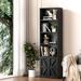 Gracie Oaks Aleysha 6-Tier Tall Bookshelf w/ Doors, 71" Storage Bookcase, Free Standing Display Shelf in Black | 71.3 H x 21.9 W x 9.3 D in | Wayfair