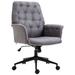 Latitude Run® Vinsetto Tufted Height Adjustable Home Office Chair w/ Swivel Wheels & Padded Armrests - Computer Desk Chair In Dark Upholstered | Wayfair